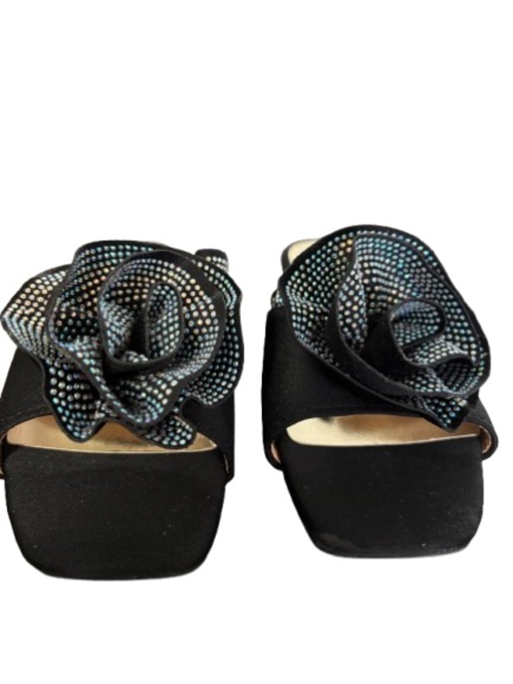 Rouge Helium Black Slide Mules with Crystal Rose Appliqués - EUC - Picture 2 of 4